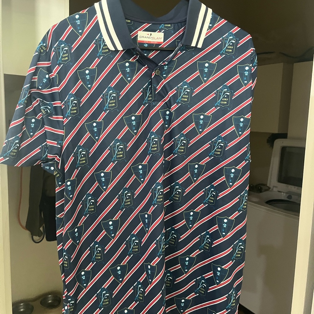 Grand Slam Blue and Red Striped Men's Polo